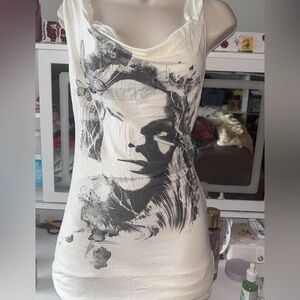 Women's White Graphic Tank Top - Sleeveless Printed Top